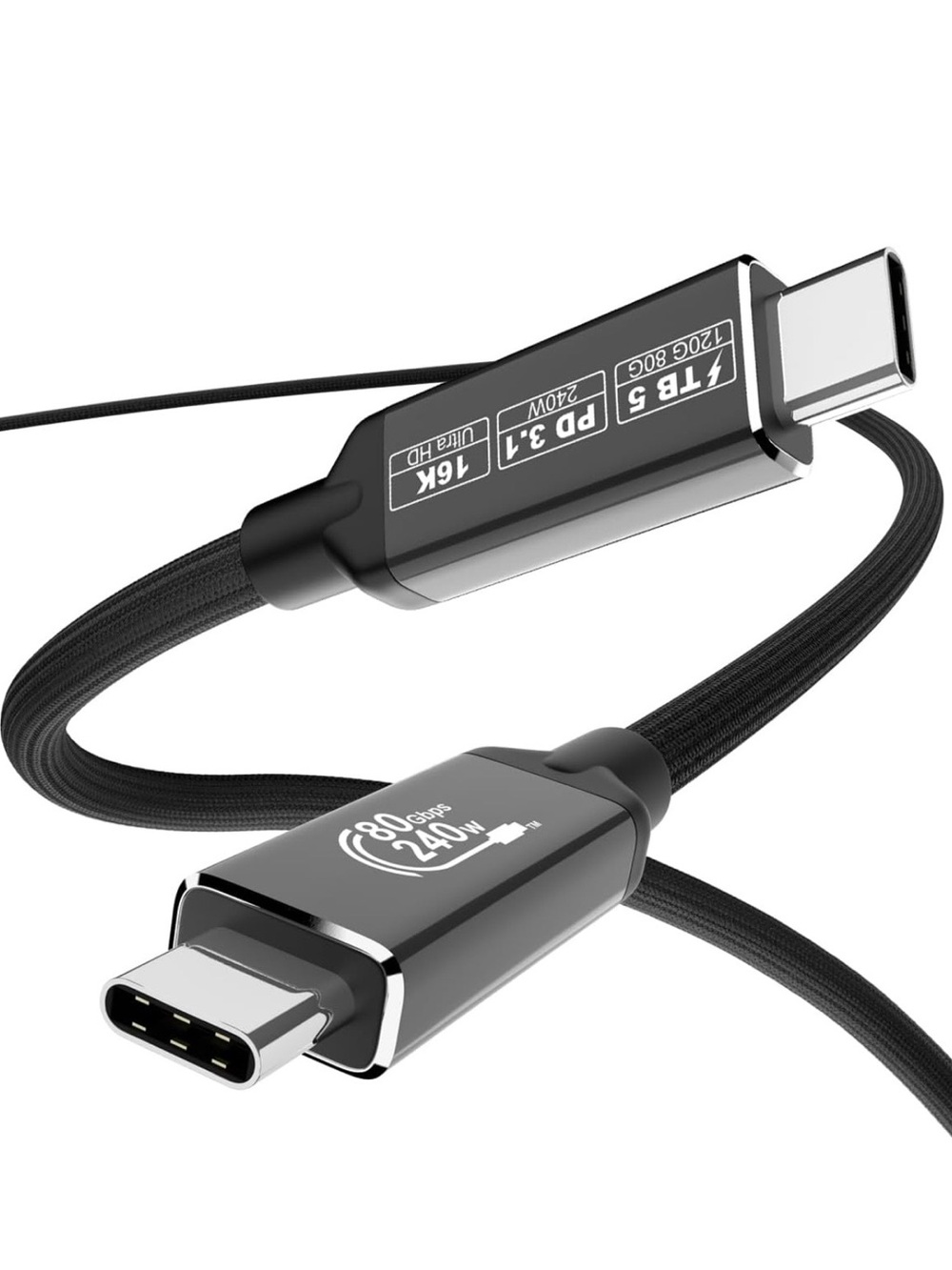 Fast USB-C to USB-C Braided Charging Cable - Black